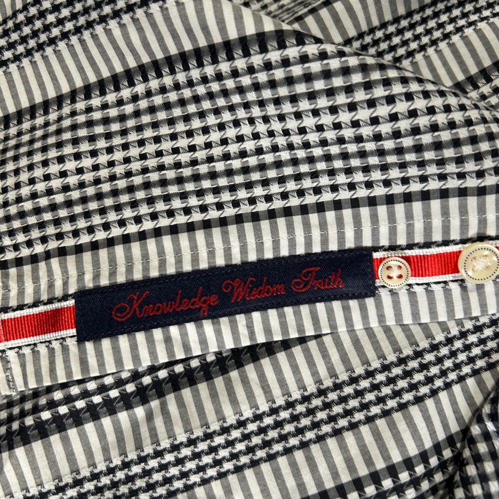 Robert Graham Button Down Shirt Mens XL Black White Plaid Floral Contrast Cuff - Picture 5 of 7